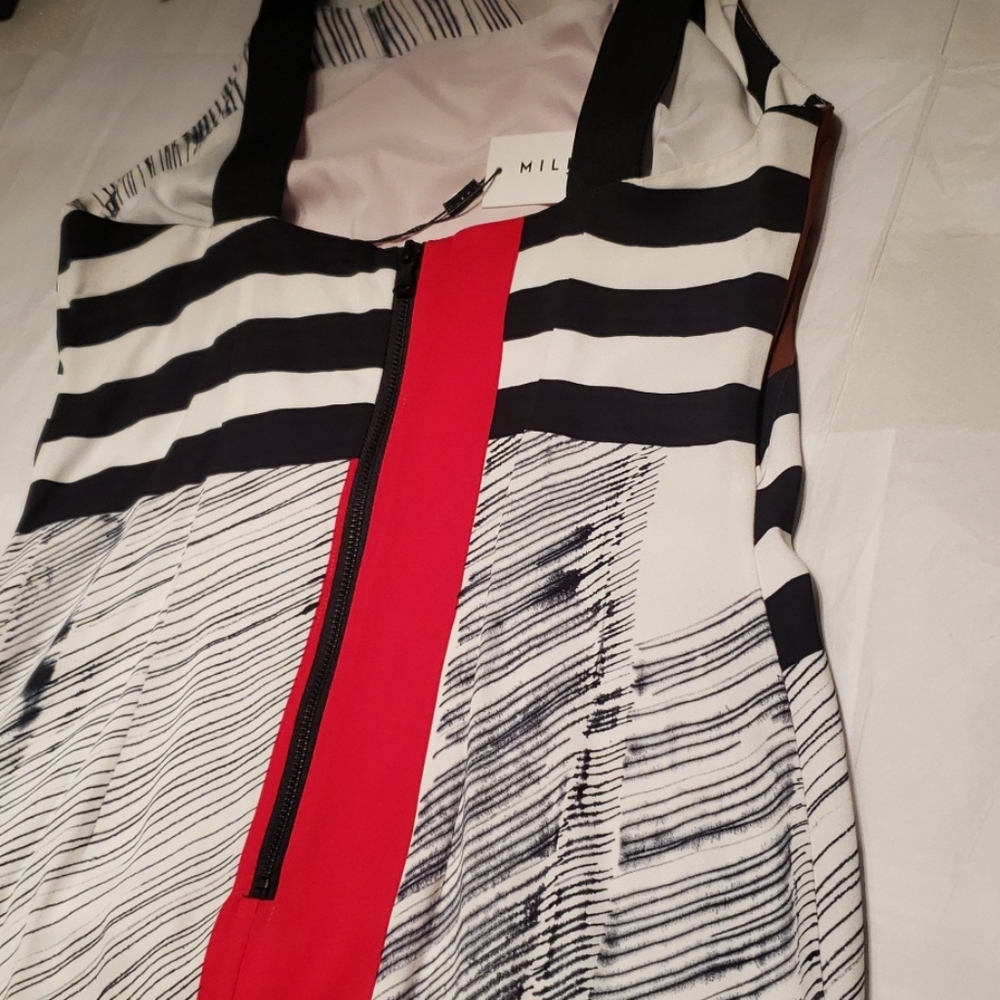 MILLY NEW Dress Striped ColorBlock Sheath Back Zip Women's 8 USA Sexy! - Picture 9 of 14